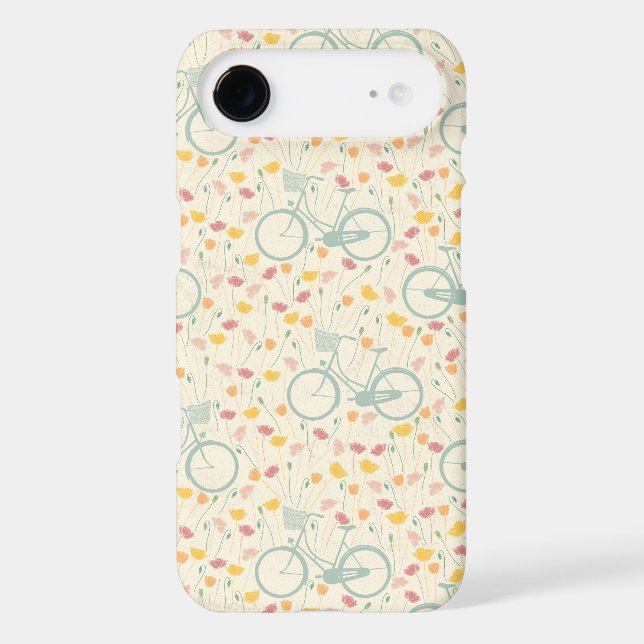 Bikes and Flowers Pattern Design Iphone Case (Back)