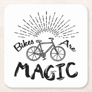Bikes Are Magic Square Paper Coaster