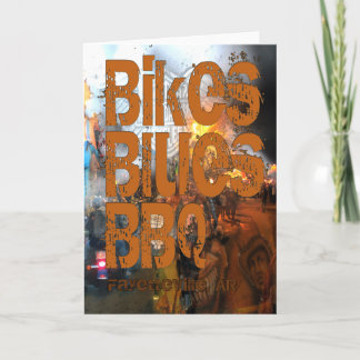 Bikes, Blues, BBQ greetings Card