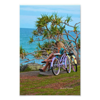 Bikes by the Ocean in Color Photo Print