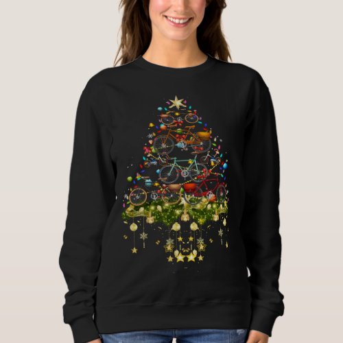 Bikes Christmas Tree Lights Holiday Bike Sweatshirt