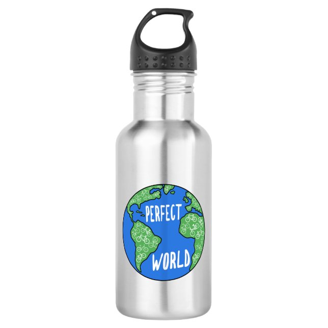 Bikes Make A Perfect World Stainless Steel Water Bottle (Front)
