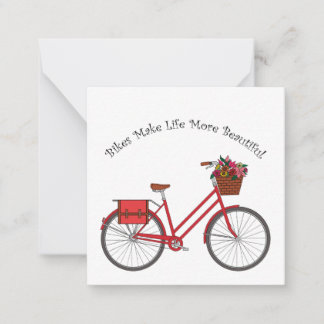 Bikes Make Life More Beautiful - Red Bike Note Card