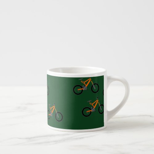 Bikes on green espresso cup