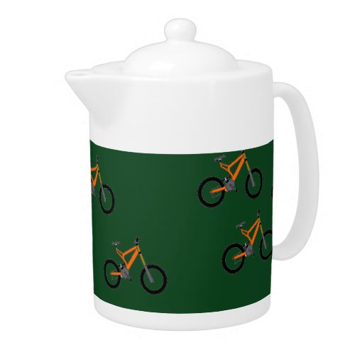 Bikes on green teapot