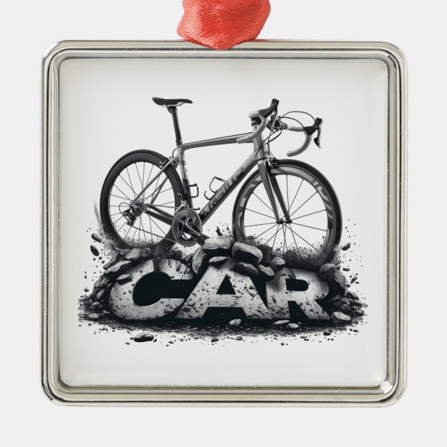 Bikes Over Cars Metal Ornament (Front)