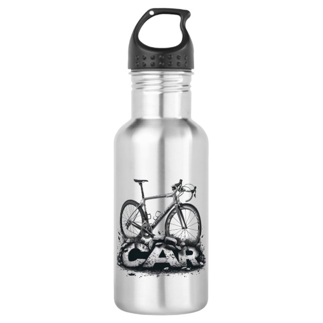 Bikes Over Cars Stainless Steel Water Bottle (Front)