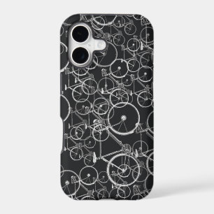 Bikes pattern in black and white iPhone 17 case