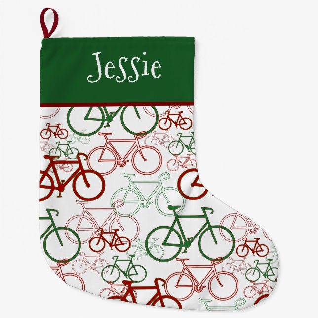 Bikes Personalized Christmas Stocking (Front)