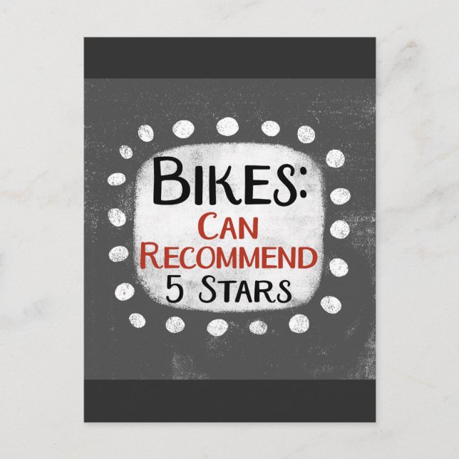 Bikes Review 5 Stars Postcard (Front)