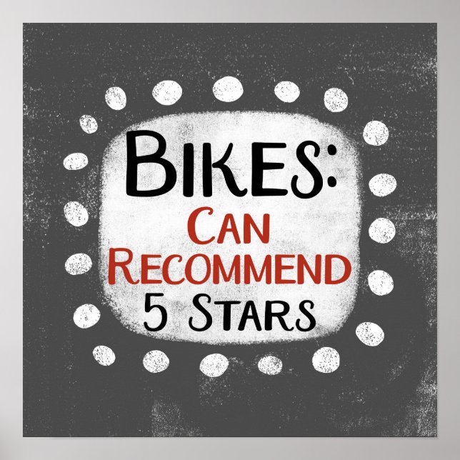 Bikes Review 5 Stars Poster Wall Art (Front)