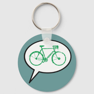 biking cartoon speech bubble keychain