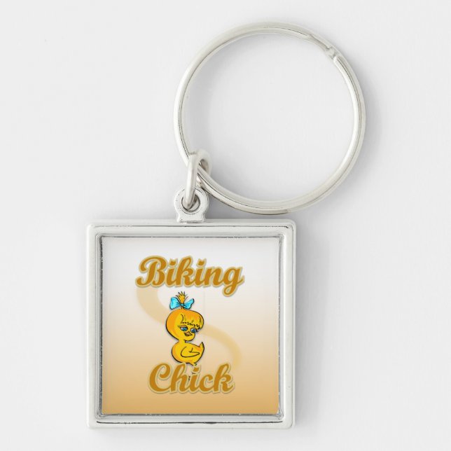 Biking Chick Keychain (Front)