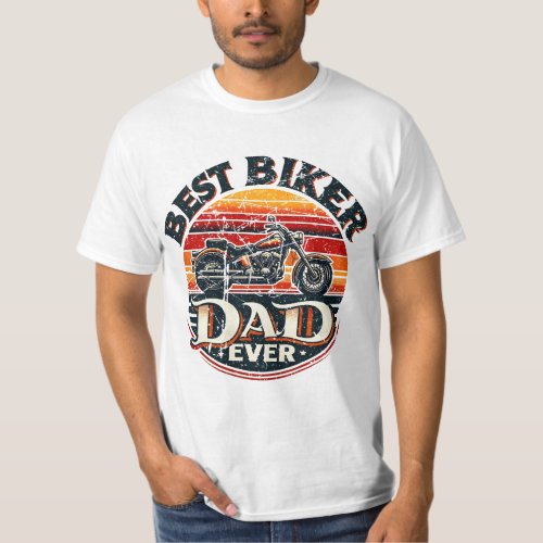 Biking Dad Sunset Vintage Biker Fathers Day Ride T_Shirt