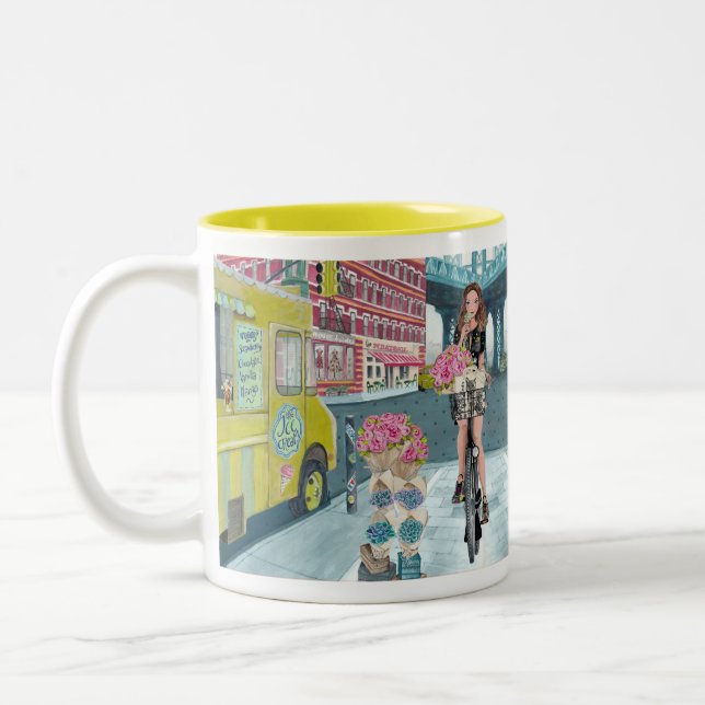 Biking Girl in Brooklyn New York | Mug (Left)