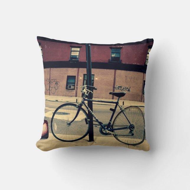 Biking in Brooklyn Pillow (Front)