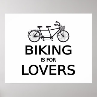 biking is for lovers, tandem bicycle, word art poster