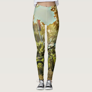 Biking Lover Gift Cycling Painting Leggings