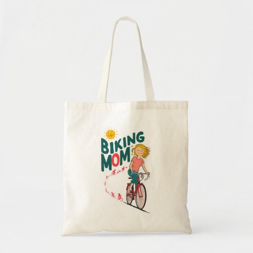 Biking Mom On Red Bicycle _ Mothers Day Tote Bag