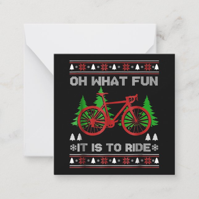 Biking Oh What Fun Bike Ugly Christmas Sweater Note Card (Front)