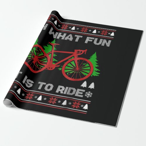 Biking Oh What Fun Bike Ugly Christmas Sweater Wrapping Paper