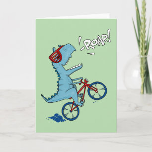 Biking T-Rex Roar Card