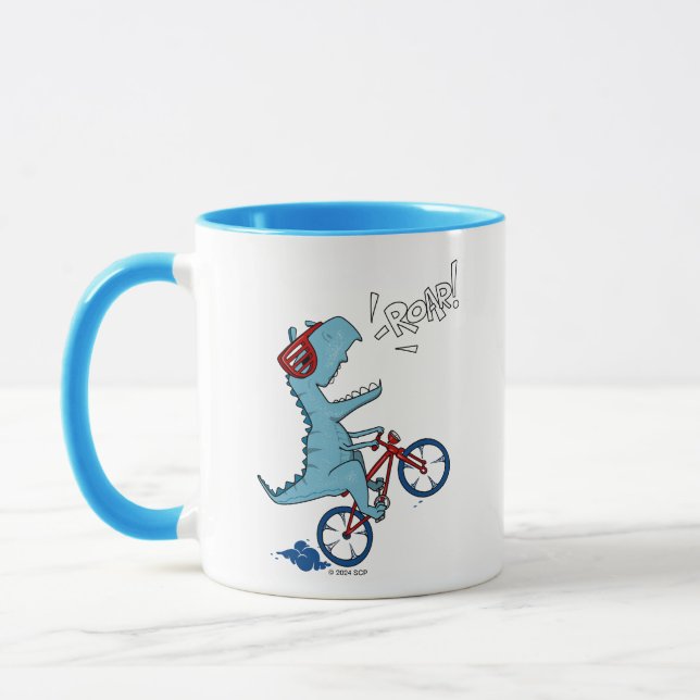 Biking T-Rex Roar Mug (Left)