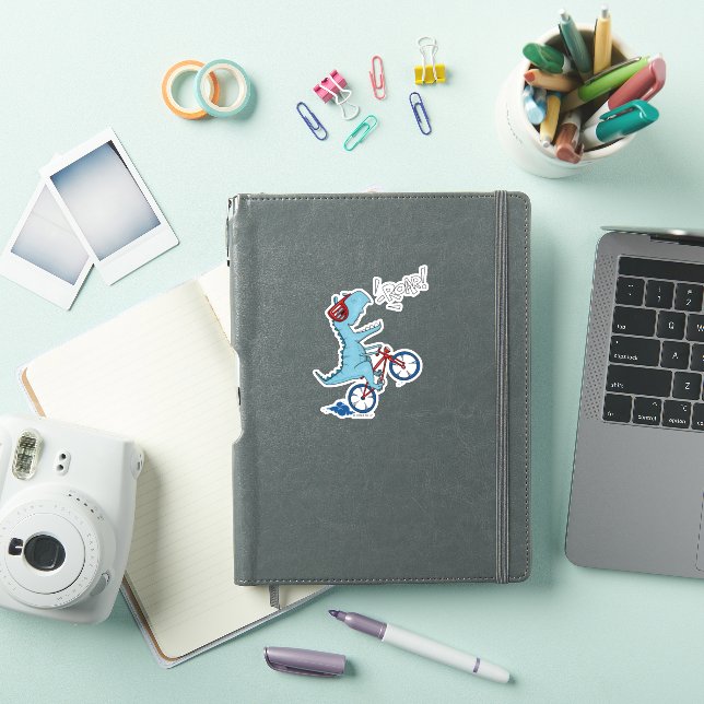 Biking T-Rex Roar Sticker (iPad Cover)