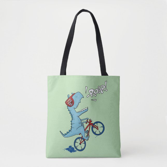 Biking T-Rex Roar Tote Bag (Front)