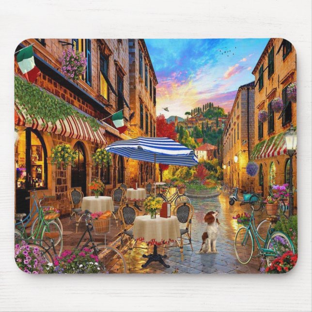 Biking Through Italy Fine Art Mouse Pad (Front)