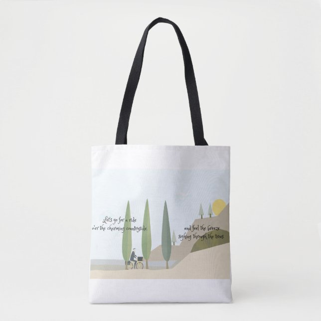 Biking through the countryside poetry tote bag (Front)