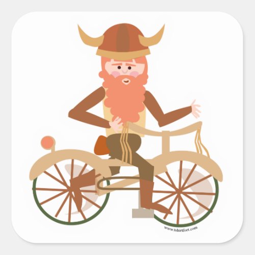 Biking Viking Square Sticker