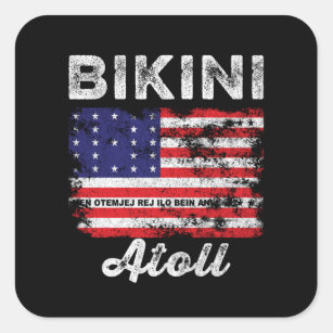 Bikini Atoll Flag Distressed Bikini Flag Square Sticker
