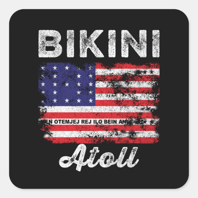 Bikini Atoll Flag Distressed Bikini Flag Square Sticker (Front)
