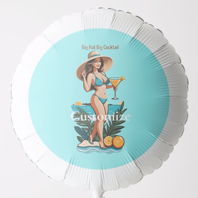 Bikini Babe Big Hat- Big Cocktail Thunder_Cove Balloon (Front)