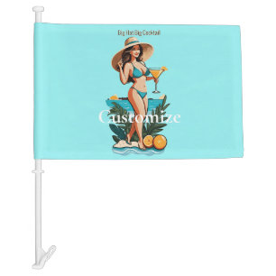 Bikini Babe Big Hat- Big Cocktail Thunder_Cove Car Flag