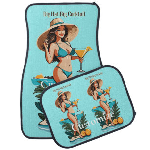 Bikini Babe Big Hat- Big Cocktail Thunder_Cove Car Floor Mat