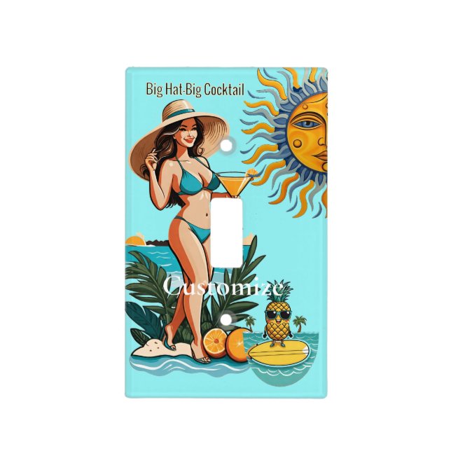 Bikini Babe Big Hat- Big Cocktail Thunder_Cove Light Switch Cover (Front)