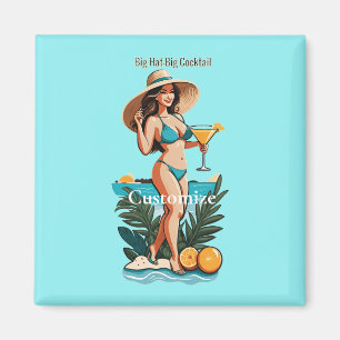 Bikini Babe Big Hat- Big Cocktail Thunder_Cove Magnet