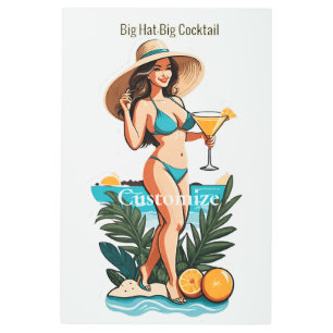 Bikini Babe Big Hat- Big Cocktail Thunder_Cove  Metal Print