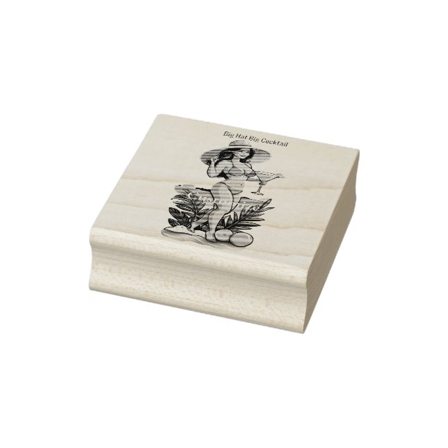 Bikini Babe Big Hat- Big Cocktail Thunder_Cove Rubber Stamp (Stamp)
