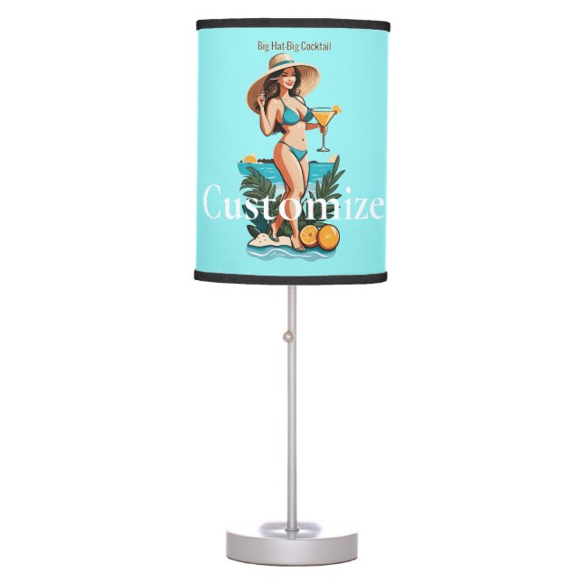 Bikini Babe Big Hat- Big Cocktail Thunder_Cove Table Lamp (Front)