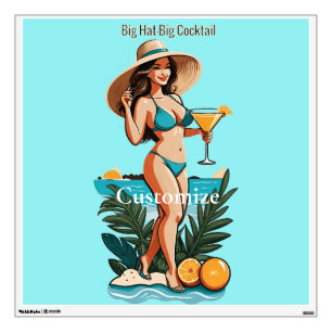 Bikini Babe Big Hat- Big Cocktail Thunder_Cove Wall Decal