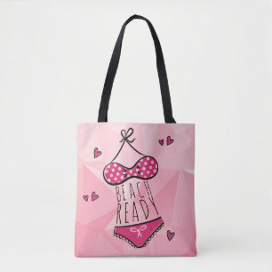 Bikini Beach Ready Girly Pink Tote Bag