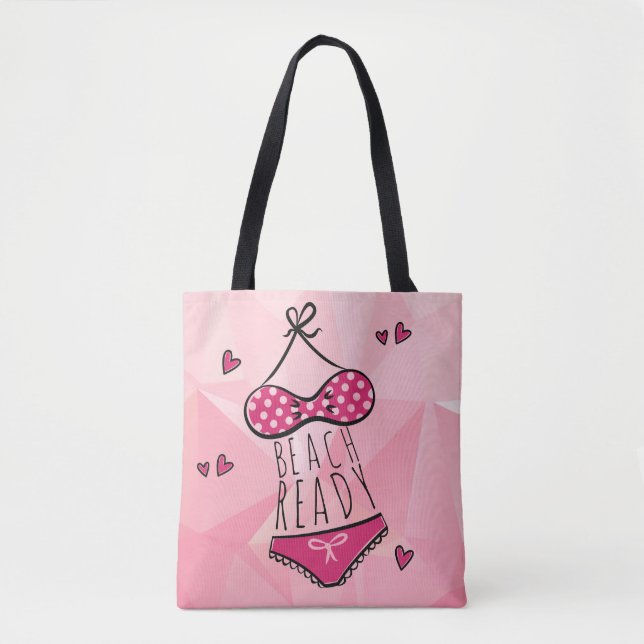 Bikini Beach Ready Girly Pink Tote Bag (Front)