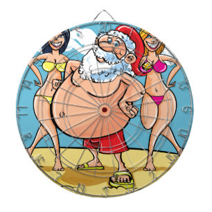 bikini beach santa claus dartboard with darts