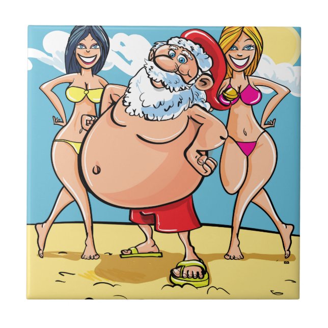 bikini beach santa claus tile (Front)