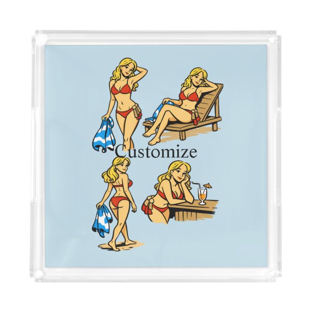 Bikini Beach Time Thunder_Cove Acrylic Tray (Front)