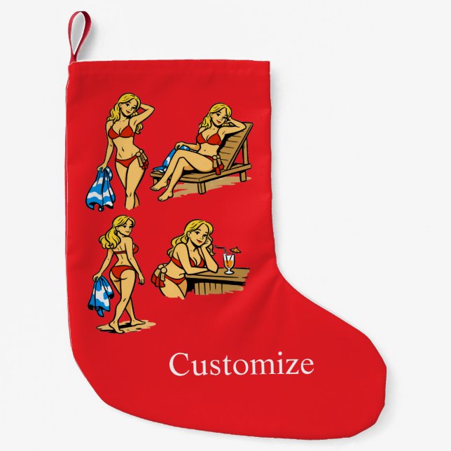 Bikini Beach Time Thunder_Cove Small Christmas Stocking (Front)