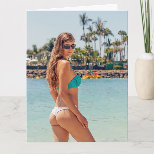 BIKINI BIG BOTTOM THONG GIRL FUNNY BIRTHDAY CARDS  (Front)